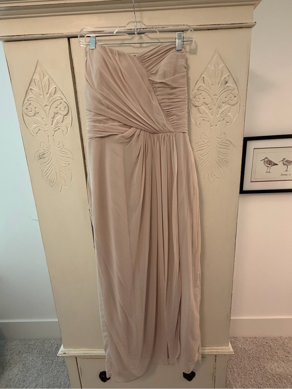 Dessy Collection Strapless Evening/Bridesmaid Gown in Nude/Palamino